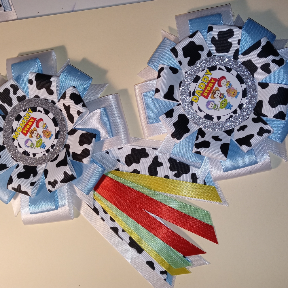 Cow Print and Blue Ribbon Set